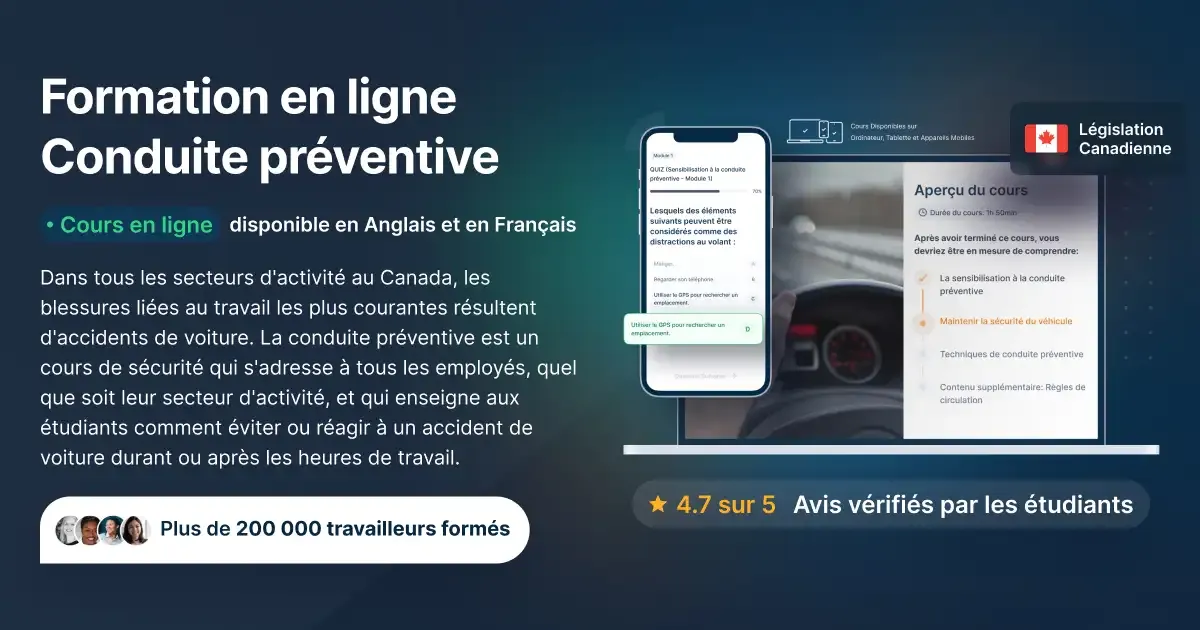 Conduite préventive Cours de formation en ligne et certification