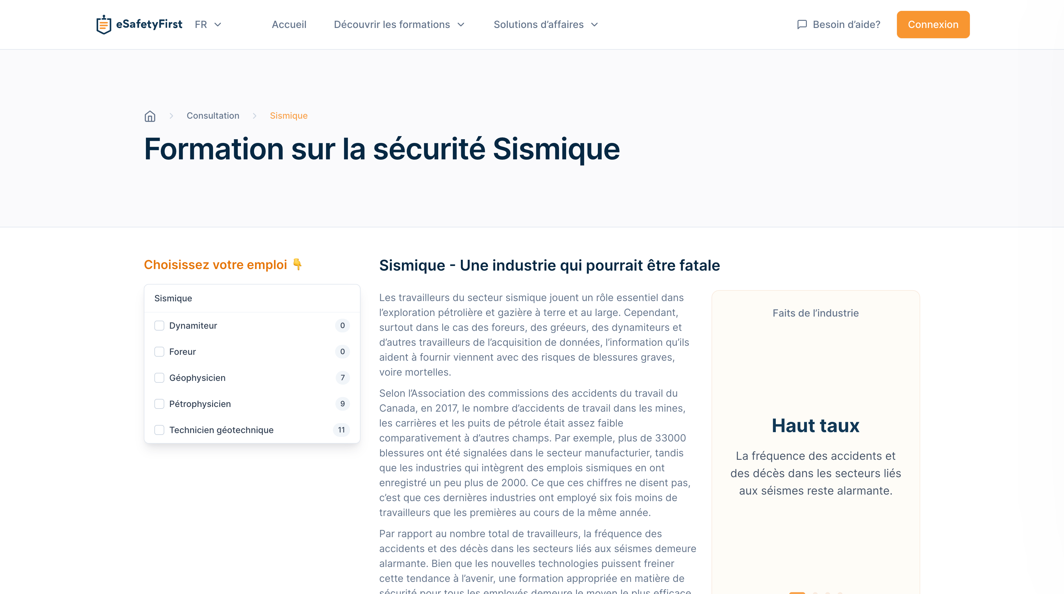 Sismique : Cours et certifications de formation en sécurité