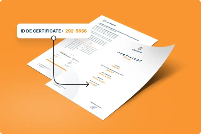 Exemple de certificat imprimable et de carte de portefeuille eSafetyFirst